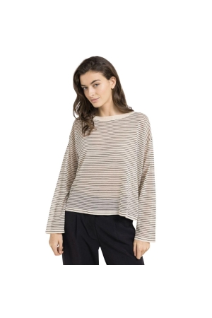 Yaya Fine knitted stripe sweater ls 990581 Creme beige dess