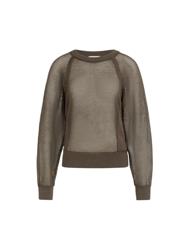 Yaya Mesh stitch raglan sweater 99070 Washed brown