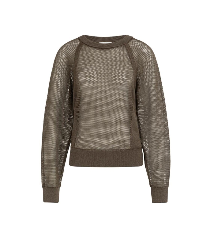 Yaya Mesh stitch raglan sweater 99070 Washed brown
