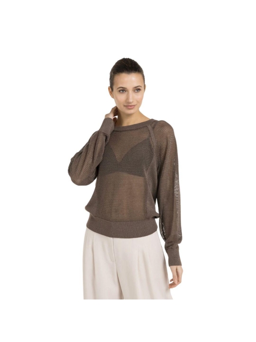 Yaya Mesh stitch raglan sweater 99070 Washed brown
