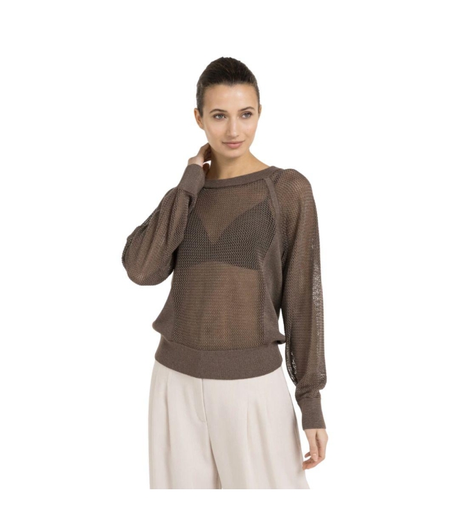 Yaya Mesh stitch raglan sweater 99070 Washed brown