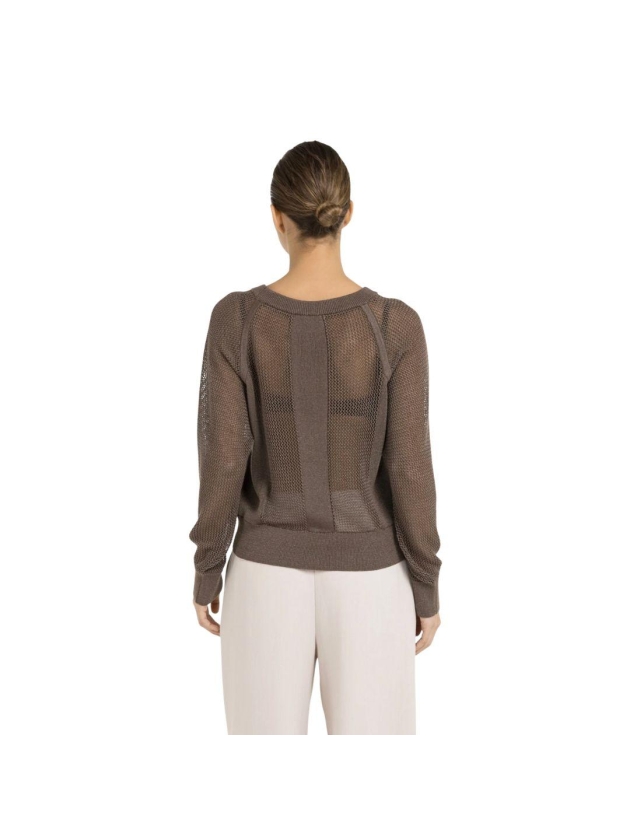 Yaya Mesh stitch raglan sweater 99070 Washed brown