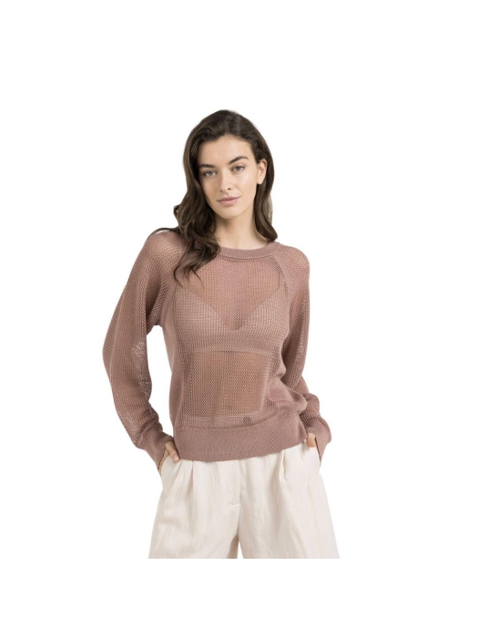 Yaya Mesh stitch raglan sweater 71516 Burlwood pink