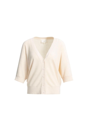 Yaya Batwing cardigan in textured k 990672 Cloud creme white mel