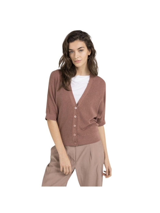 Yaya Batwing cardigan in textured k 715162 Burlwood pink melange