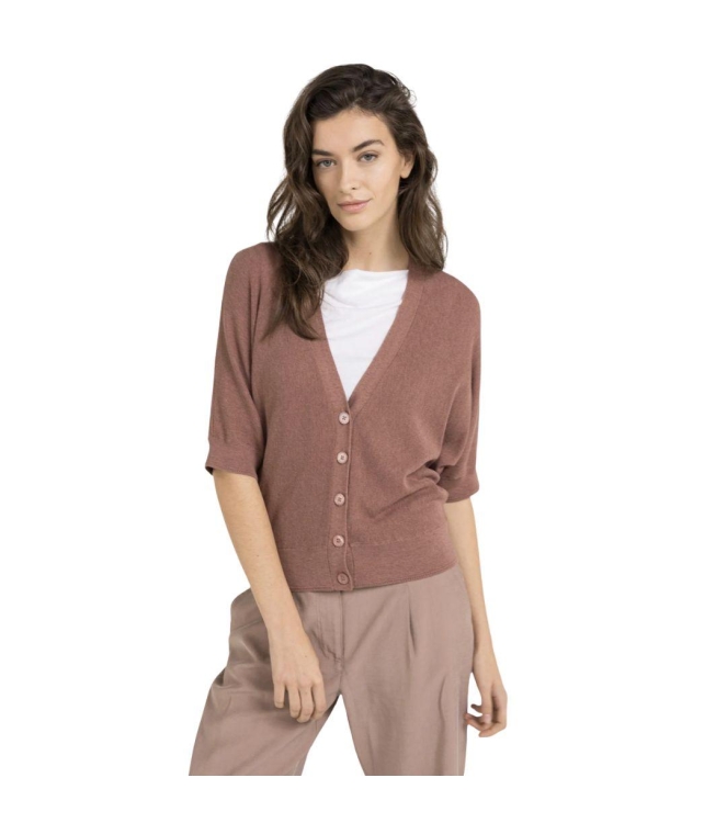 Yaya Batwing cardigan in textured k 715162 Burlwood pink melange