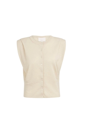Yaya Shoulder detail cardigan with 99067 Cloud creme white