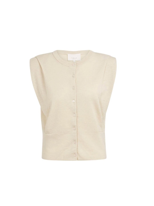 Yaya Shoulder detail cardigan with 99067 Cloud creme white