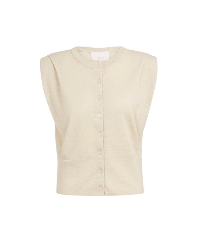 Yaya Shoulder detail cardigan with 99067 Cloud creme white