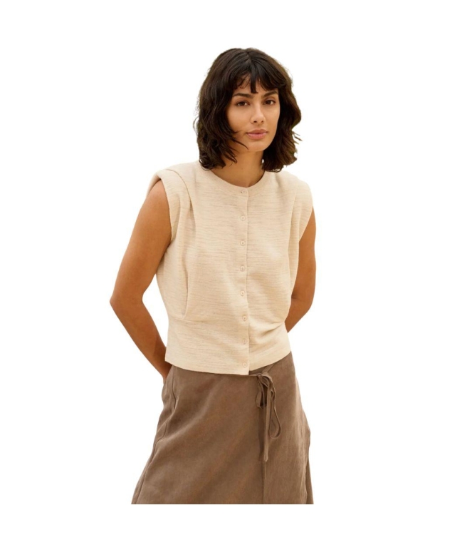 Yaya Shoulder detail cardigan with 99067 Cloud creme white