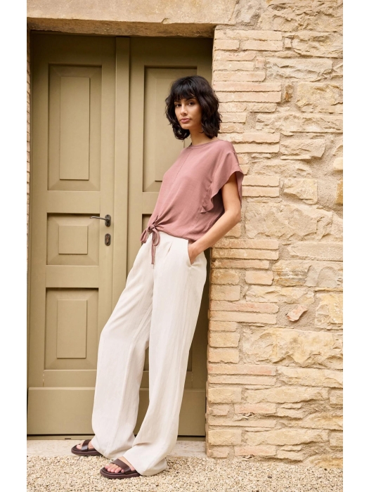 Yaya Woven wide leg trousers - L32 99067 Cloud creme white