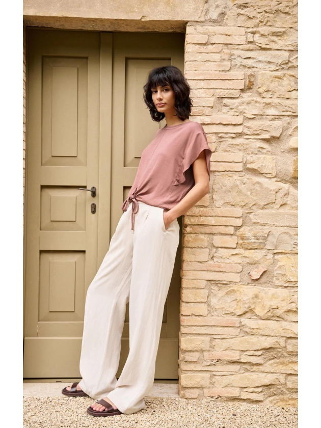 Yaya Woven wide leg trousers - L32 99067 Cloud creme white