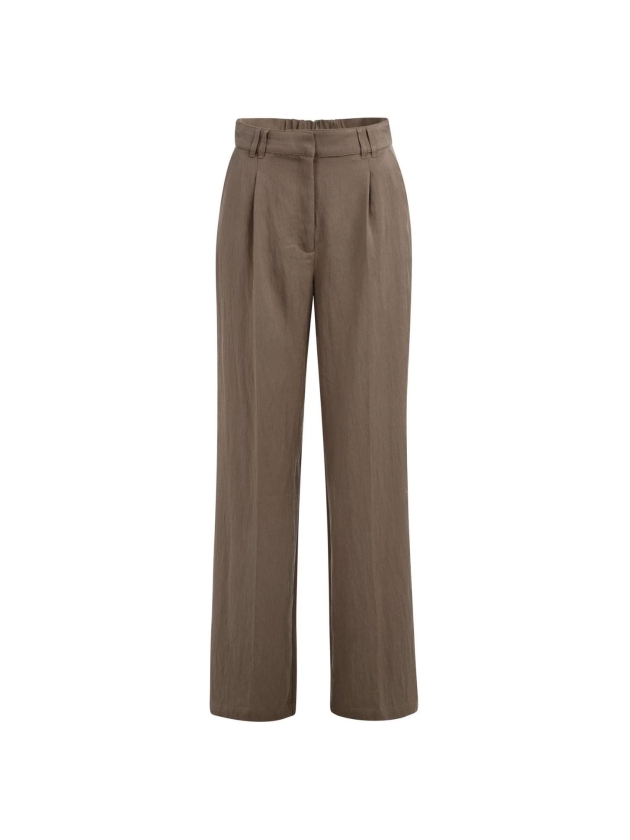 Yaya Woven wide leg trousers - L32 99070 Washed brown