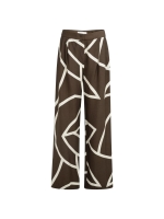 Yaya Woven printed wide leg trouser 912161 Chocolate martini brown dess