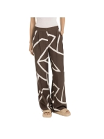 Yaya Woven printed wide leg trouser 912161 Chocolate martini brown dess