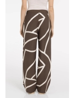 Yaya Woven printed wide leg trouser 912161 Chocolate martini brown dess