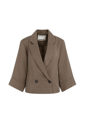 Yaya Woven loose fit blazer jacket 99070 Washed brown