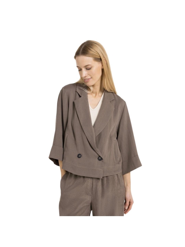 Yaya Woven loose fit blazer jacket 99070 Washed brown