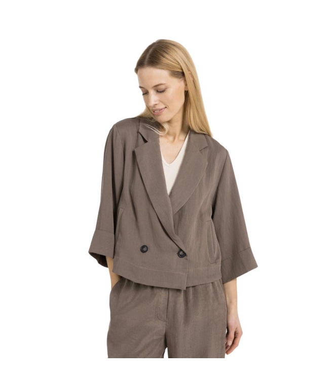 Yaya Woven loose fit blazer jacket 99070 Washed brown