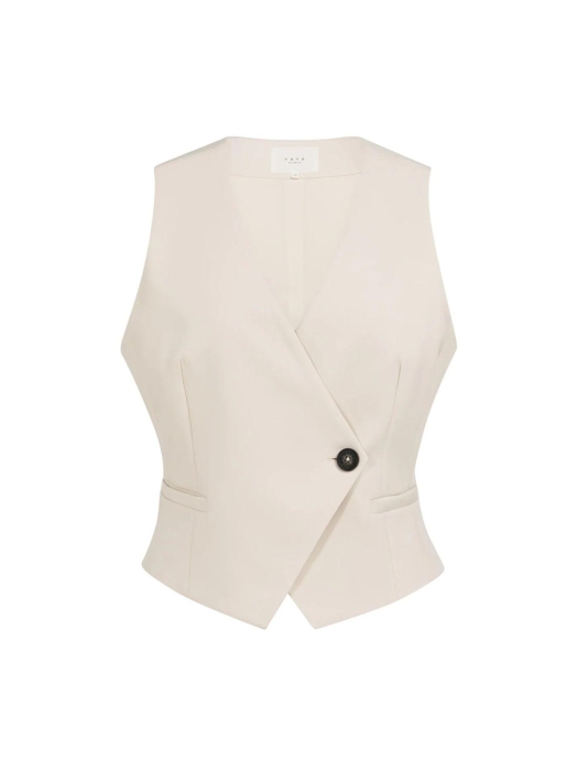 Yaya Woven gilet with asymetrical c 99067 Cloud creme white