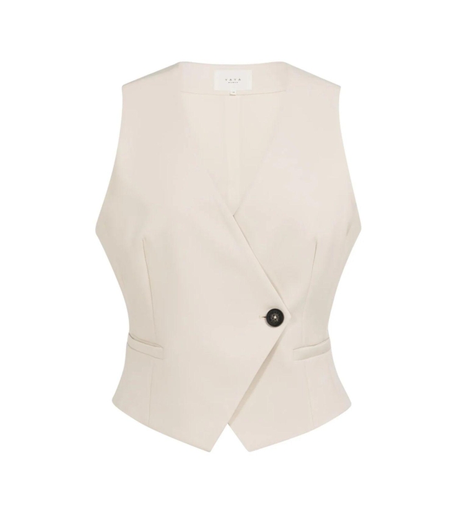 Yaya Woven gilet with asymetrical c 99067 Cloud creme white