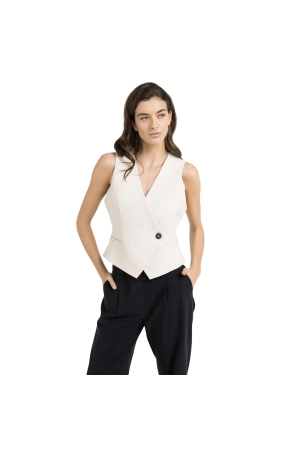 Yaya Woven gilet with asymetrical c 99067 Cloud creme white