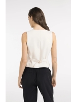 Yaya Woven gilet with asymetrical c 99067 Cloud creme white