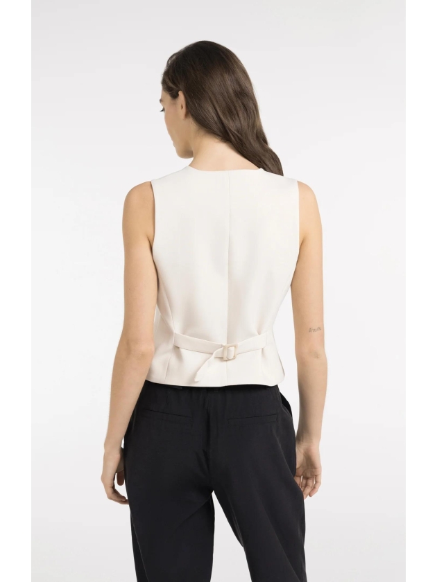 Yaya Woven gilet with asymetrical c 99067 Cloud creme white