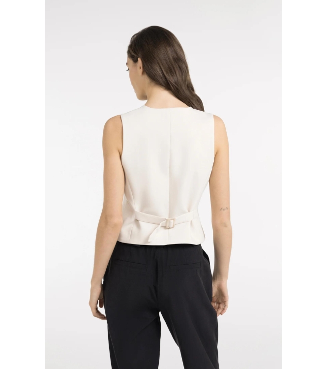Yaya Woven gilet with asymetrical c 99067 Cloud creme white