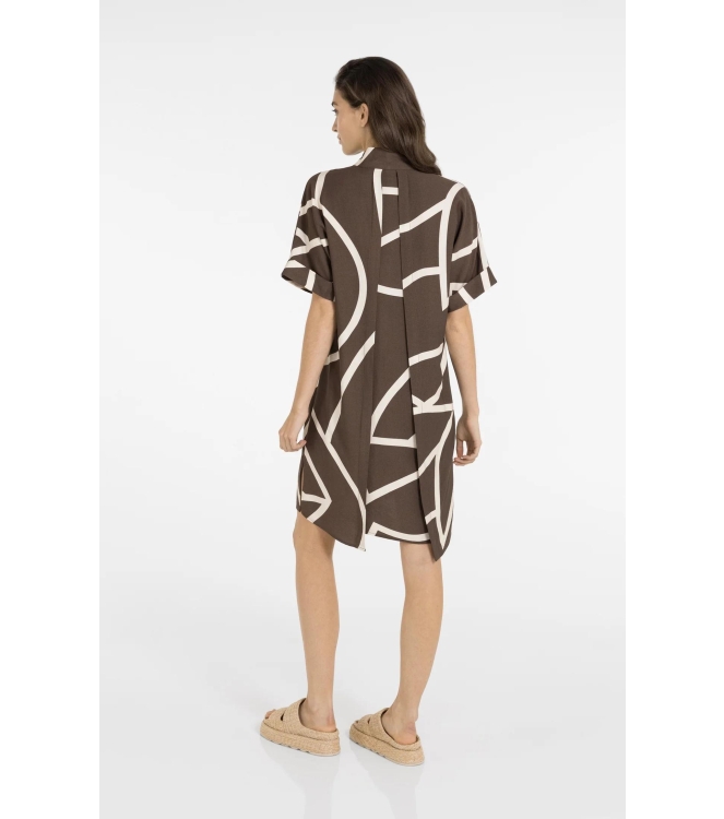 Yaya Printed dress with polo collar 912161 Chocolate martini brown dess