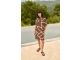 Yaya Printed dress with polo collar 912161 Chocolate martini brown dess