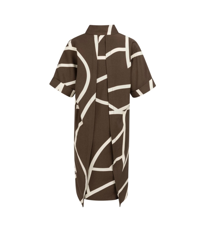 Yaya Printed dress with polo collar 912161 Chocolate martini brown dess