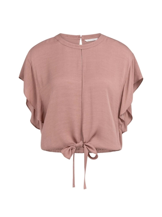 Yaya Flowy knotted top with elastic 71516 Burlwood pink
