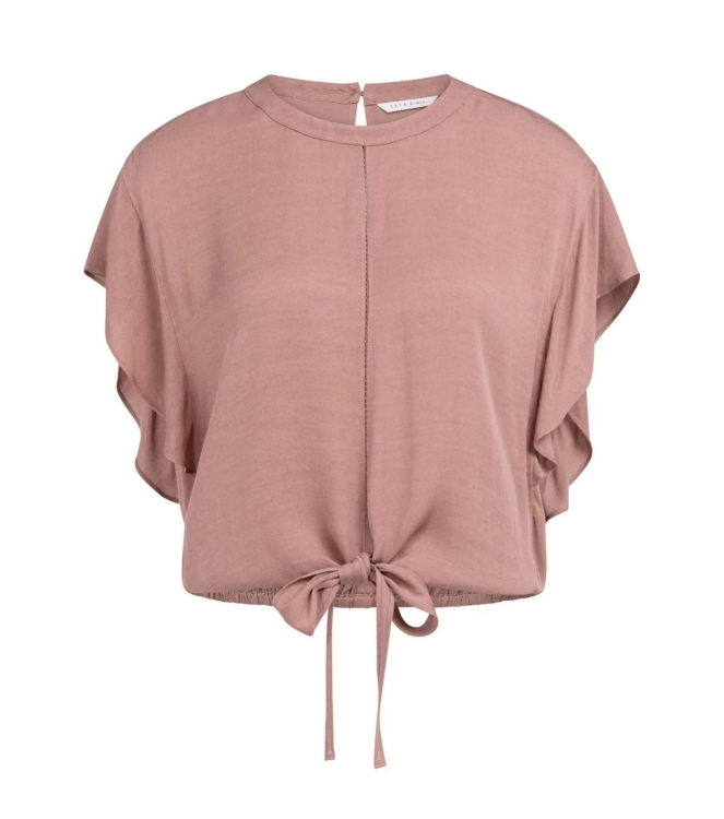 Yaya Flowy knotted top with elastic 71516 Burlwood pink