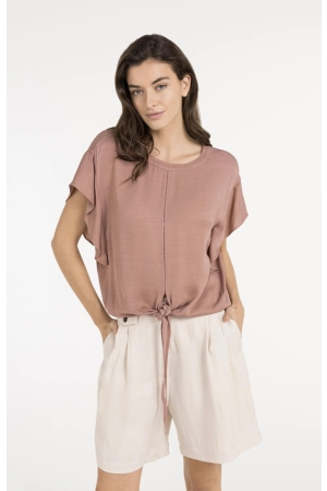 Yaya Flowy knotted top with elastic 71516 Burlwood pink