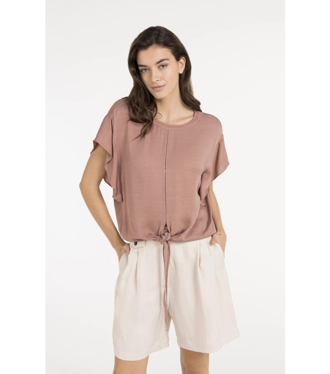 Yaya Flowy knotted top with elastic 71516 Burlwood pink