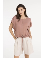 Yaya Flowy knotted top with elastic 71516 Burlwood pink