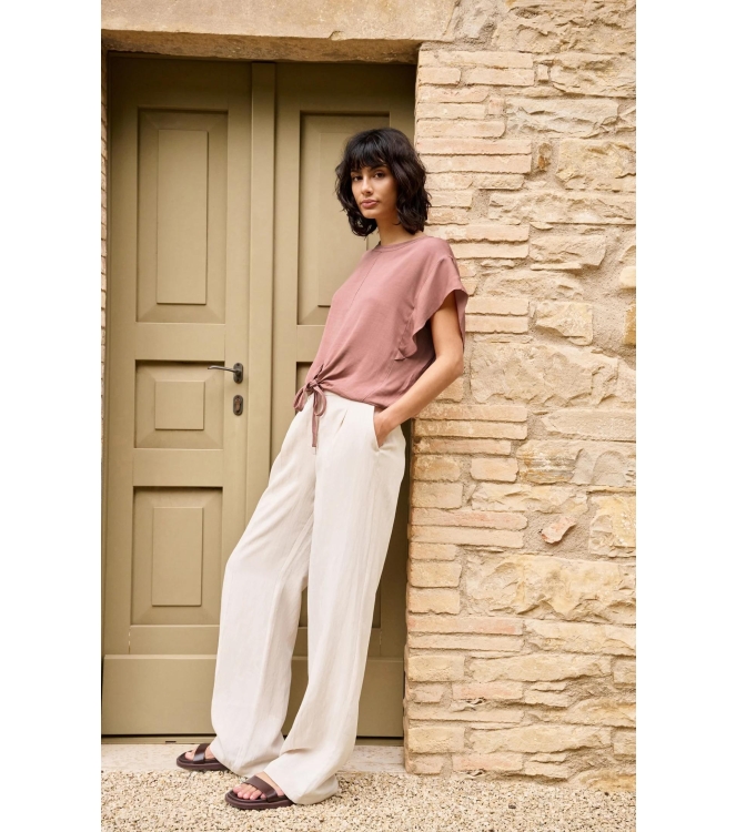 Yaya Flowy knotted top with elastic 71516 Burlwood pink