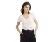 Yaya Short sleeve V-neck t-shirt wi 99067 Cloud creme white