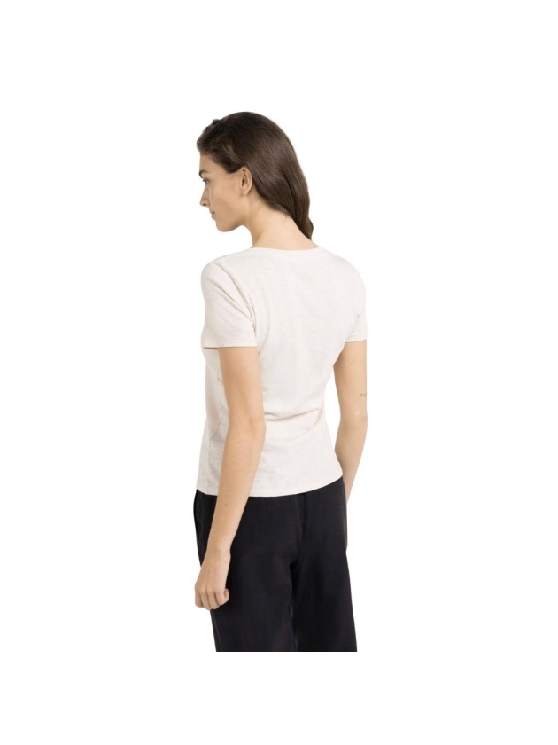 Yaya Short sleeve V-neck t-shirt wi 99067 Cloud creme white
