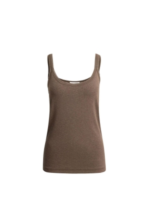 Yaya Singlet with mesh edge 99070 Washed brown