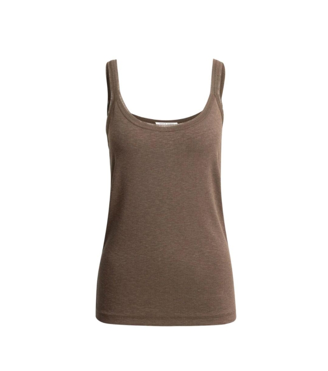 Yaya Singlet with mesh edge 99070 Washed brown