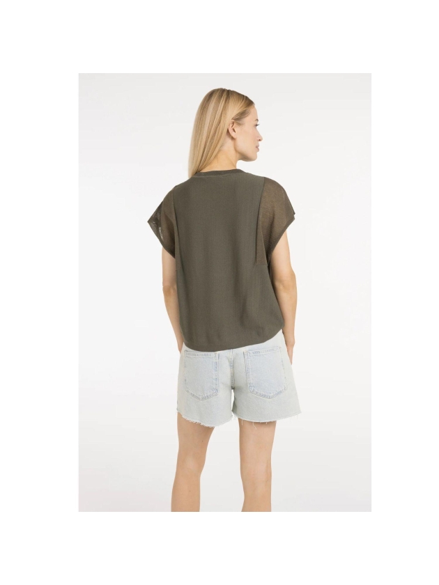 Yaya Sweater with transparent short 99065 Army