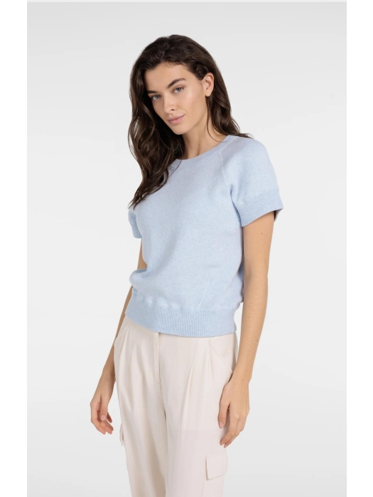 Yaya Sleeveless sweater with stitch 990732 Light blue mel