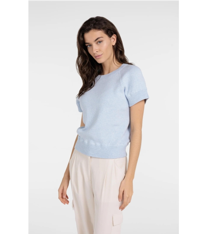 Yaya Sleeveless sweater with stitch 990732 Light blue mel