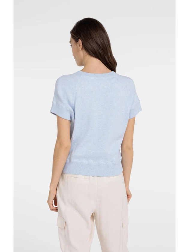 Yaya Sleeveless sweater with stitch 990732 Light blue mel