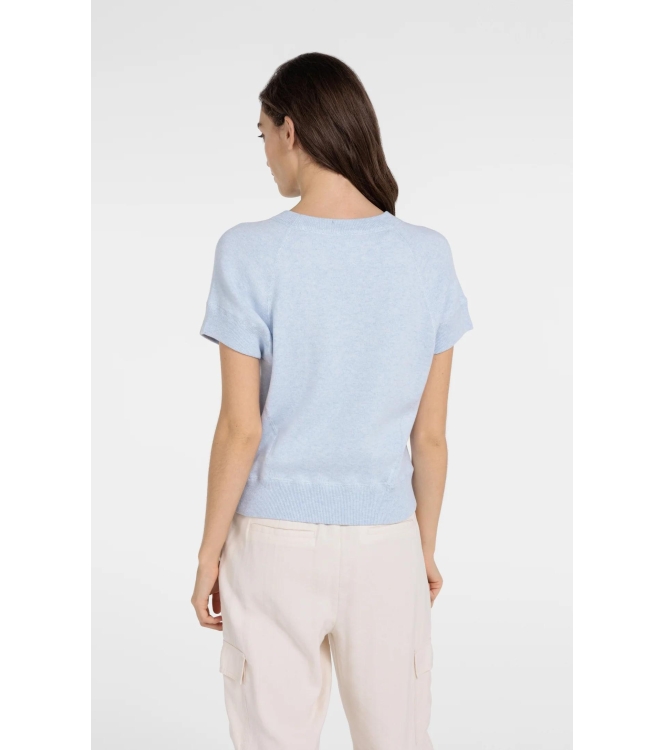 Yaya Sleeveless sweater with stitch 990732 Light blue mel