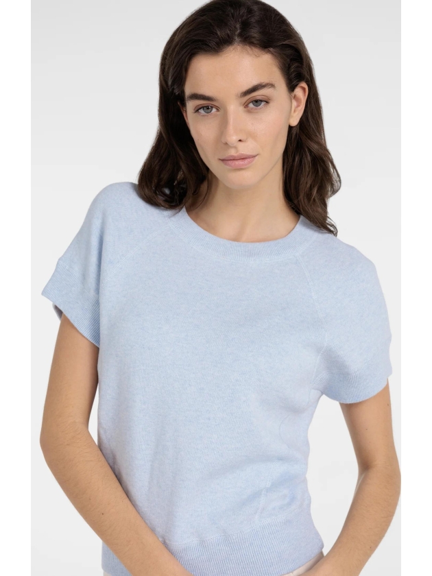 Yaya Sleeveless sweater with stitch 990732 Light blue mel