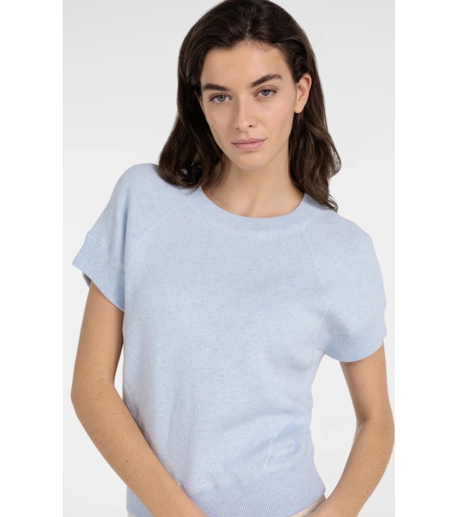 Yaya Sleeveless sweater with stitch 990732 Light blue mel