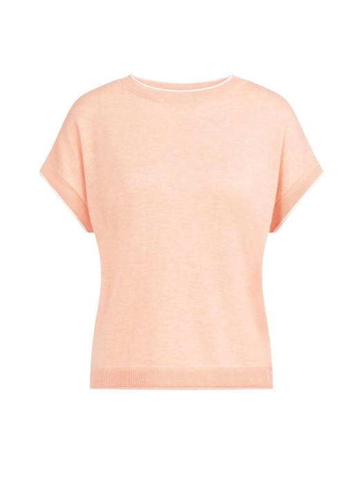 Yaya Knitted sweater with rolled ed 3103072 Peach palazzo orange mel